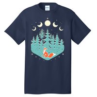 Vintage Moon Phases Forest Fox Tall T-Shirt