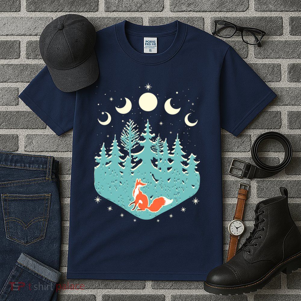 Vintage Moon Phases Forest Fox Tall T-Shirt