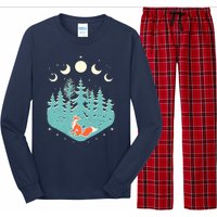 Vintage Moon Phases Forest Fox Long Sleeve Pajama Set