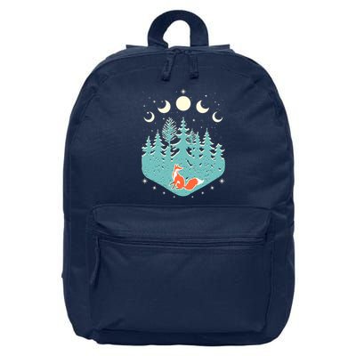 Vintage Moon Phases Forest Fox 16 in Basic Backpack