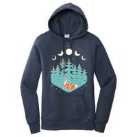 Vintage Moon Phases Forest Fox Women's Pullover Hoodie