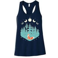 Vintage Moon Phases Forest Fox Women's Racerback Tank