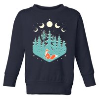 Vintage Moon Phases Forest Fox Toddler Sweatshirt