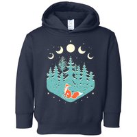 Vintage Moon Phases Forest Fox Toddler Hoodie