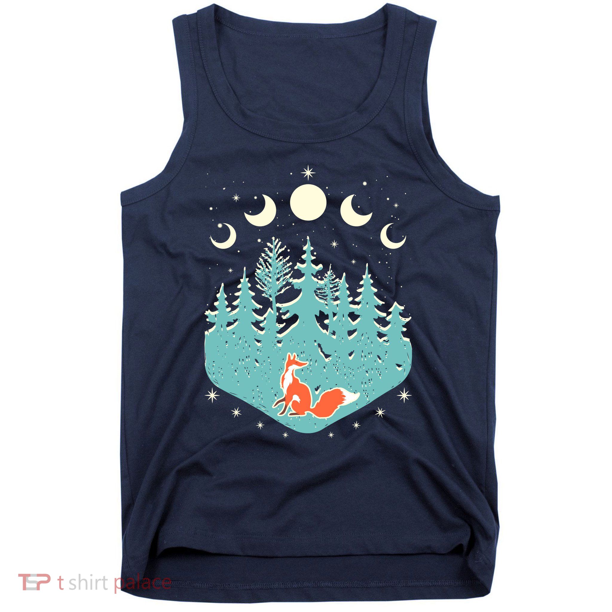 Vintage Moon Phases Forest Fox Tank Top