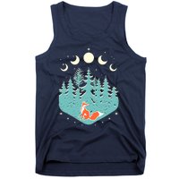 Vintage Moon Phases Forest Fox Tank Top