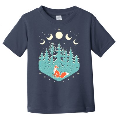 Vintage Moon Phases Forest Fox Toddler T-Shirt