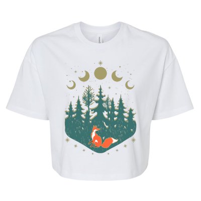 Vintage Moon Phases Forest Fox Bella+Canvas Jersey Crop Tee