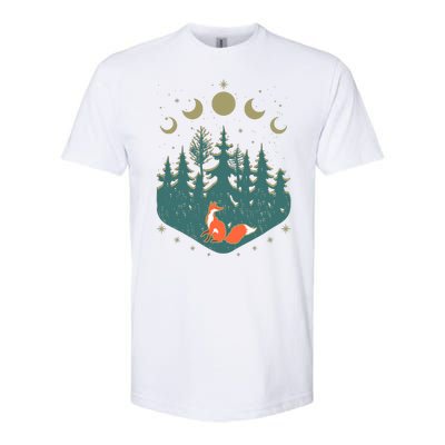 Vintage Moon Phases Forest Fox Softstyle® CVC T-Shirt