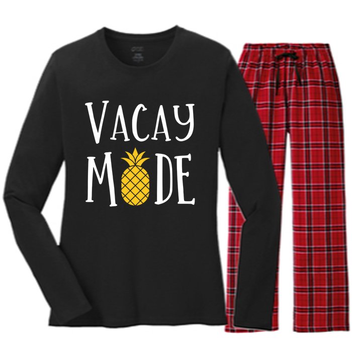 Vacay Mode Pineapple Summer Season Vibes Women's Long Sleeve Flannel Pajama Set 