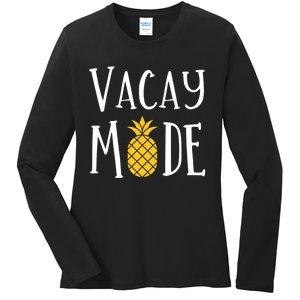 Vacay Mode Pineapple Summer Season Vibes Ladies Long Sleeve Shirt