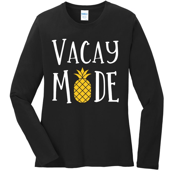 Vacay Mode Pineapple Summer Season Vibes Ladies Long Sleeve Shirt