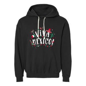 Viva Mexico Party Mexican Independence Flag Garment-Dyed Fleece Hoodie