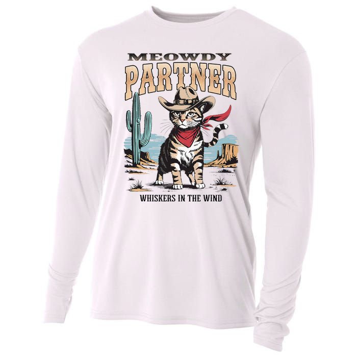 Vintage Meowdy Partner Cow Cooling Performance Long Sleeve Crew