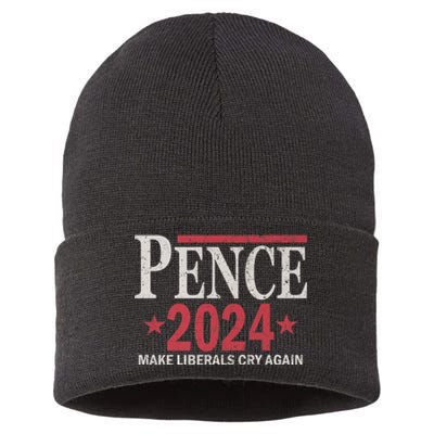 Vintage Mike Pence 2024 Make Liberals Cry Again Sustainable Knit Beanie