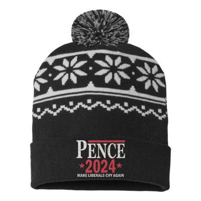 Vintage Mike Pence 2024 Make Liberals Cry Again USA-Made Snowflake Beanie