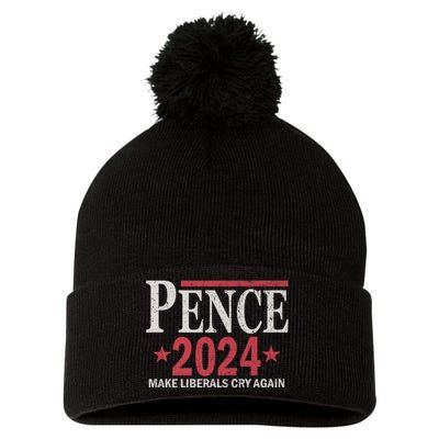 Vintage Mike Pence 2024 Make Liberals Cry Again Pom Pom 12in Knit Beanie