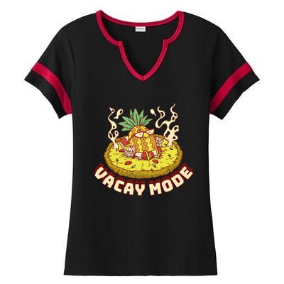 Vacay Mode Pineapple Gift Ladies Halftime Notch Neck Tee