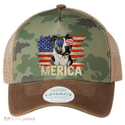 Vintage Merica Pitbull 4th Of July USA Patriotic Sunglasses Legacy Tie Dye Trucker Hat