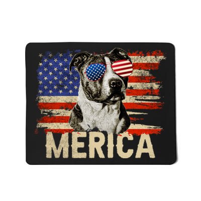 Vintage Merica Pitbull 4th Of July USA Patriotic Sunglasses Mousepad