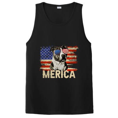 Vintage Merica Pitbull 4th Of July USA Patriotic Sunglasses PosiCharge Competitor Tank