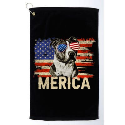 Vintage Merica Pitbull 4th Of July USA Patriotic Sunglasses Platinum Collection Golf Towel