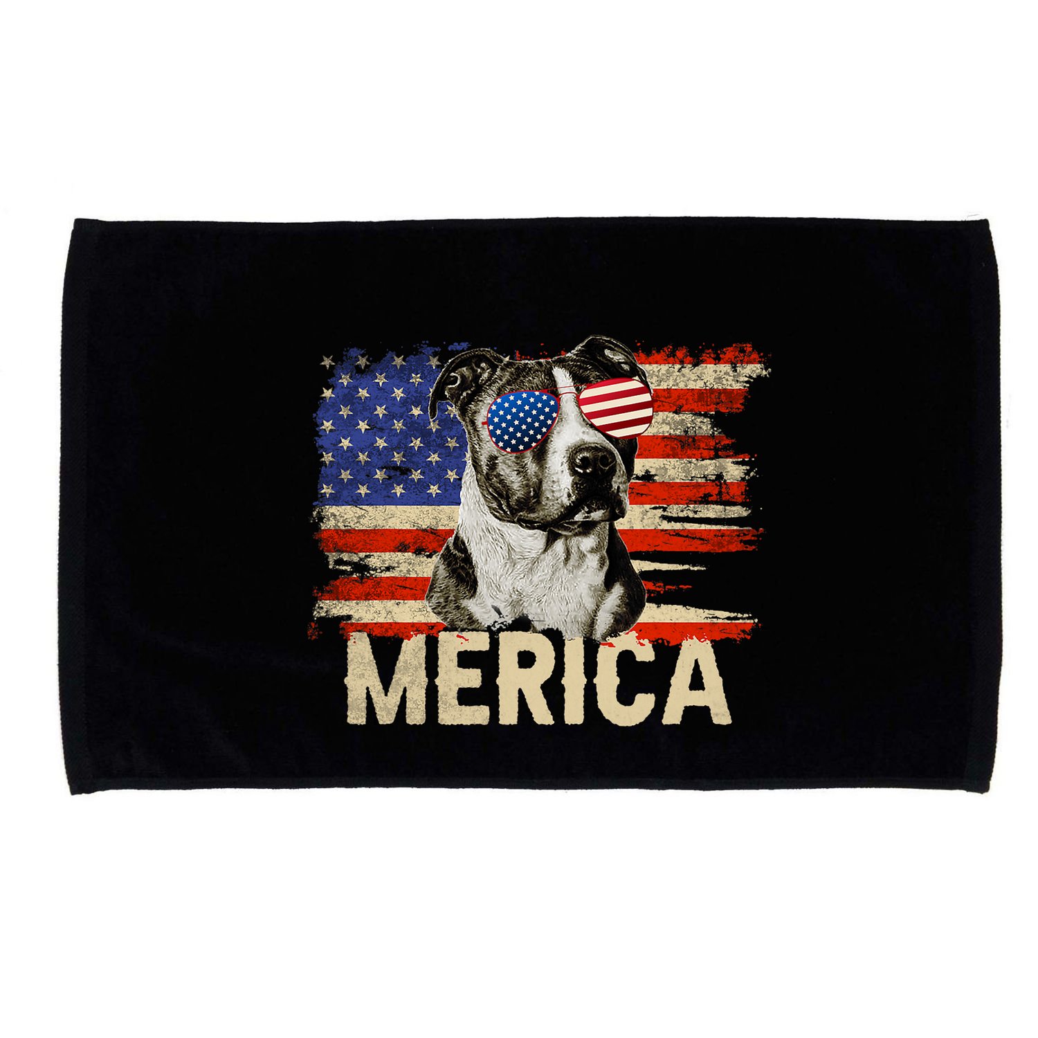 Vintage Merica Pitbull 4th Of July USA Patriotic Sunglasses Microfiber Hand Towel