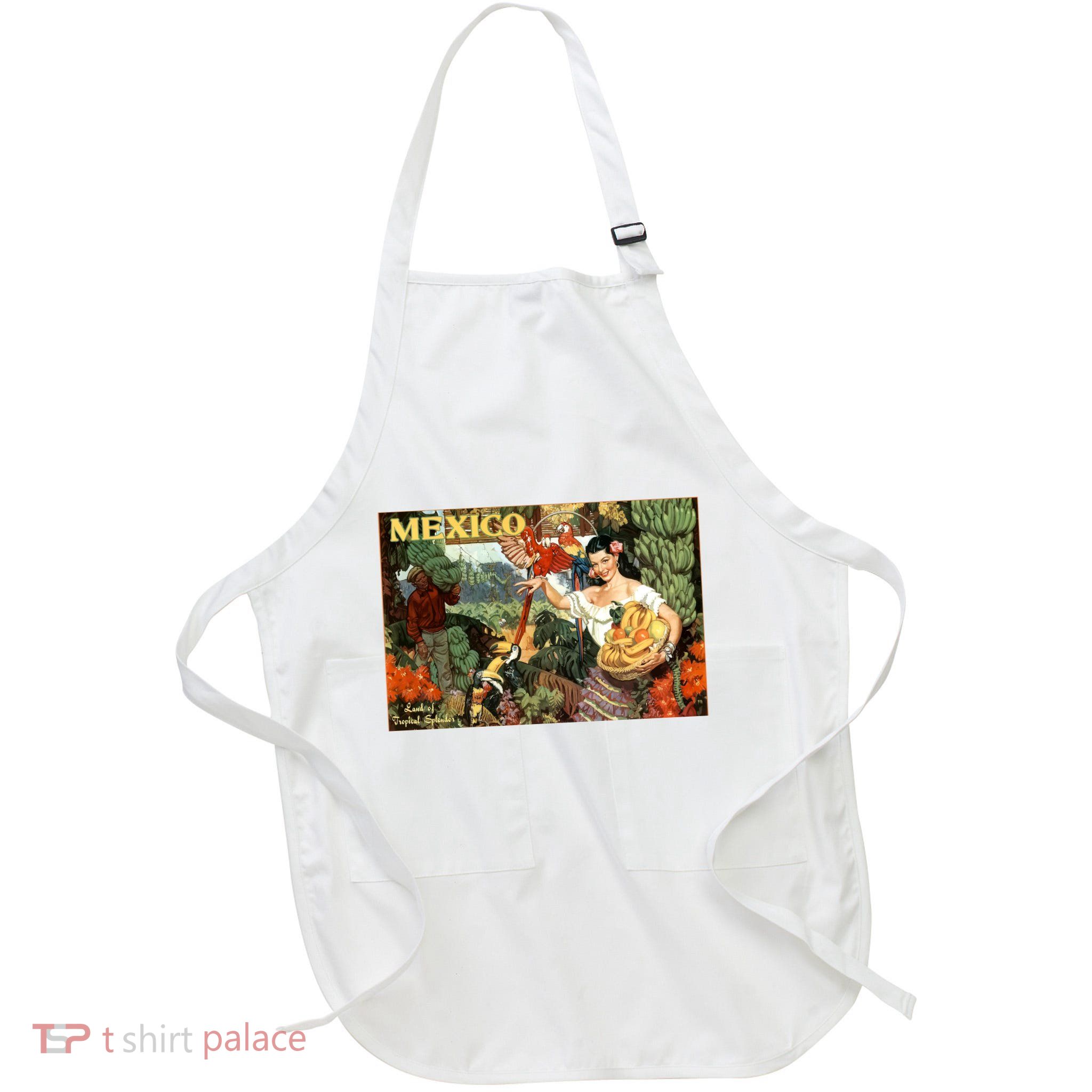 Vintage Mexico Poster Pin Up Fruits And Land Apron
