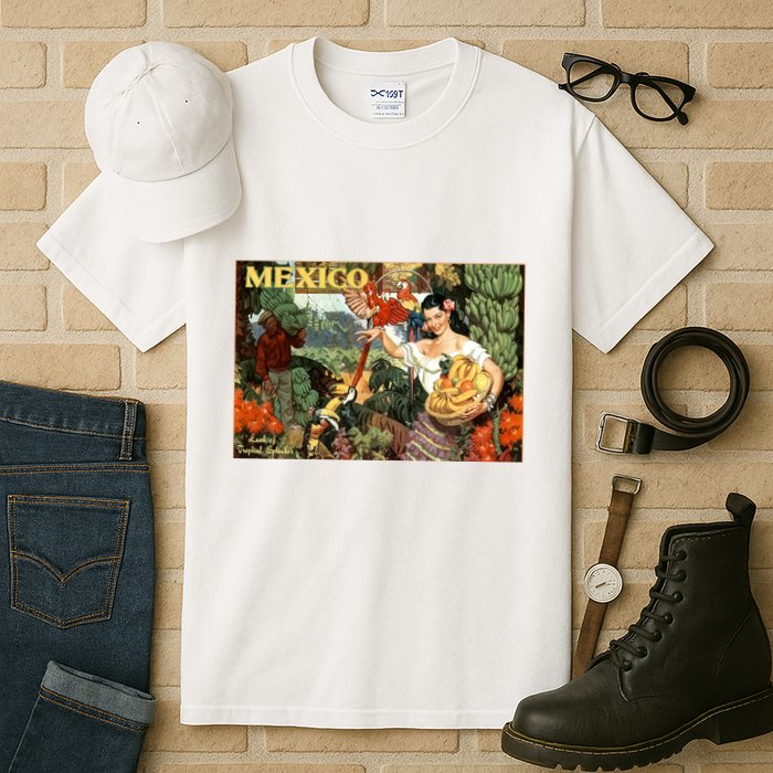 Vintage Mexico Poster Pin Up Fruits And Land Tall T-Shirt