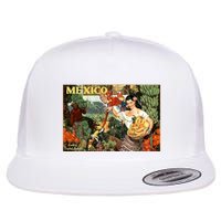Vintage Mexico Poster Pin Up Fruits And Land Flatbill Hat