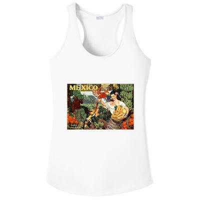 Vintage Mexico Poster Pin Up Fruits And Land Ladies PosiCharge Competitor Racerback Tank
