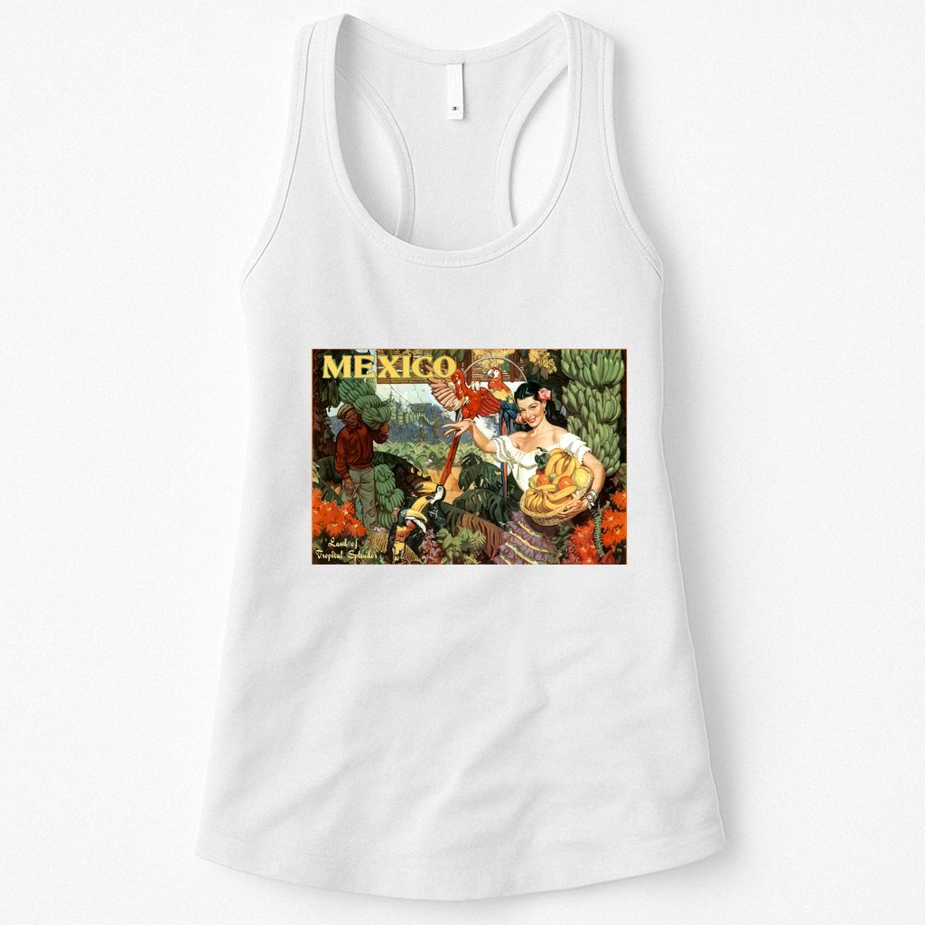 Vintage Mexico Poster Pin Up Fruits And Land Womens Tank Top