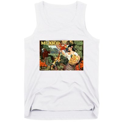 Vintage Mexico Poster Pin Up Fruits And Land Tank Top