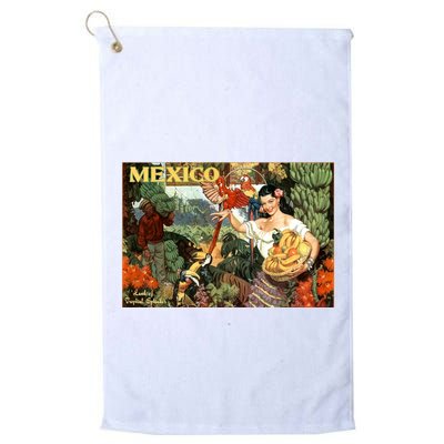 Vintage Mexico Poster Pin Up Fruits And Land Golf Towel