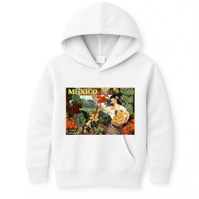 Vintage Mexico Poster Pin Up Fruits And Land Kids Hoodie