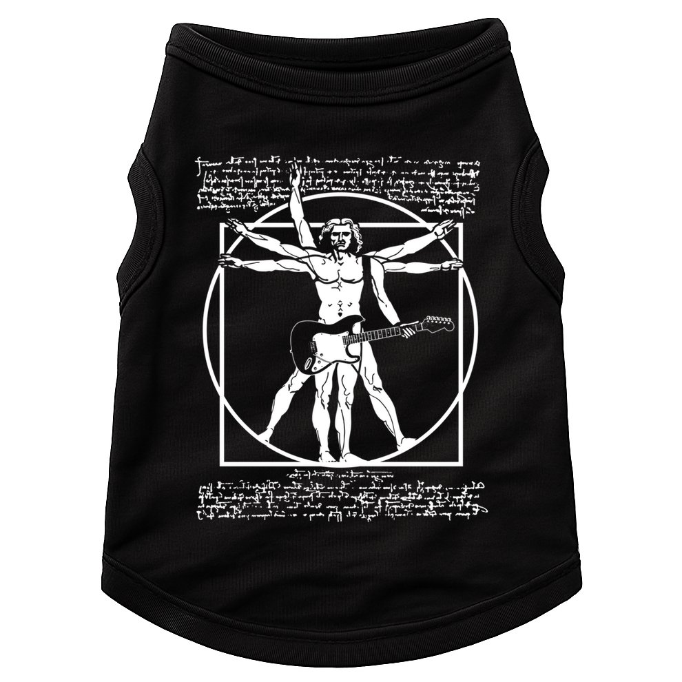 Vitruvian Man Playing The Guitar Da Vinci Guitarist Leonardo Da Vinci Parody Doggie Tank