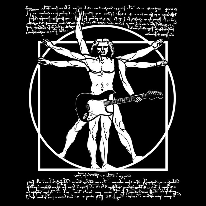 Vitruvian Man Playing The Guitar Da Vinci Guitarist Leonardo Da Vinci Parody 16 in Basic Backpack