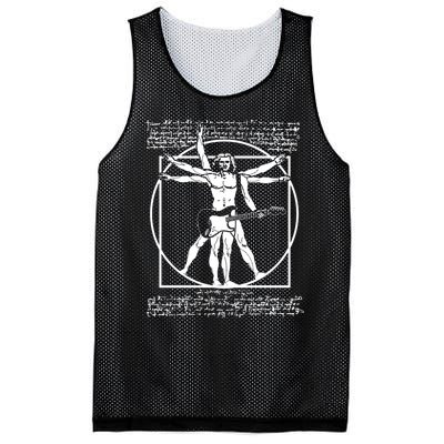 Vitruvian Man Playing The Guitar Da Vinci Guitarist Leonardo Da Vinci Parody Mesh Reversible Basketball Jersey Tank