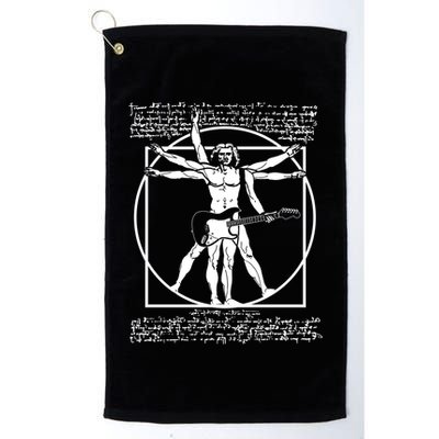 Vitruvian Man Playing The Guitar Da Vinci Guitarist Leonardo Da Vinci Parody Golf Towel