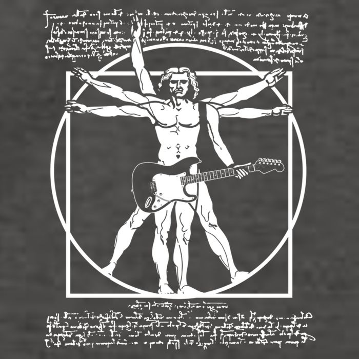 Vitruvian Man Playing The Guitar Da Vinci Guitarist Leonardo Da Vinci Parody Vector Backpack