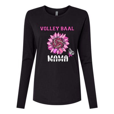 Volleyball Mom Pink Ribbon Breast Cancer Awareness Fighters Womens Cotton Relaxed Long Sleeve T-Shirt