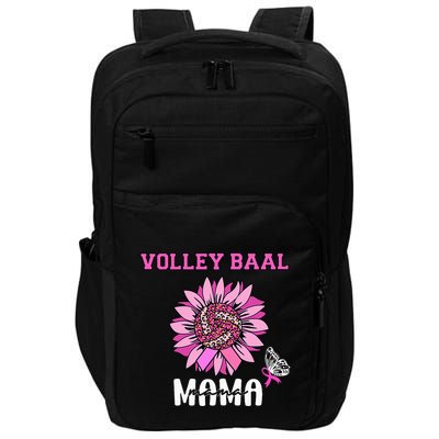Volleyball Mom Pink Ribbon Breast Cancer Awareness Fighters Impact Tech Backpack