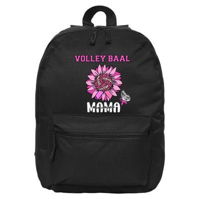 Volleyball Mom Pink Ribbon Breast Cancer Awareness Fighters 16 in Basic Backpack