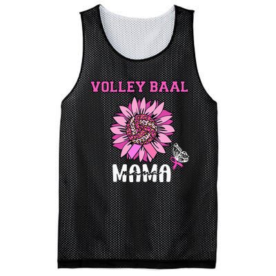 Volleyball Mom Pink Ribbon Breast Cancer Awareness Fighters Mesh Reversible Basketball Jersey Tank