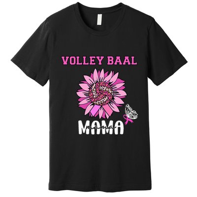 Volleyball Mom Pink Ribbon Breast Cancer Awareness Fighters Premium T-Shirt