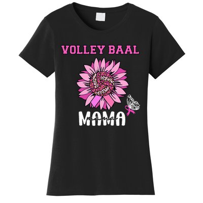 Volleyball Mom Pink Ribbon Breast Cancer Awareness Fighters Women's T-Shirt