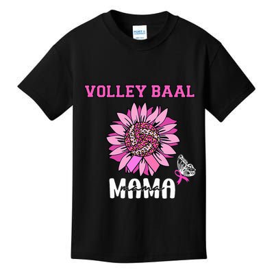 Volleyball Mom Pink Ribbon Breast Cancer Awareness Fighters Kids T-Shirt