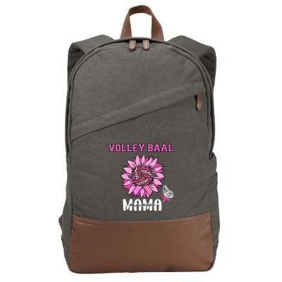Volleyball Mom Pink Ribbon Breast Cancer Awareness Fighters Cotton Canvas Backpack