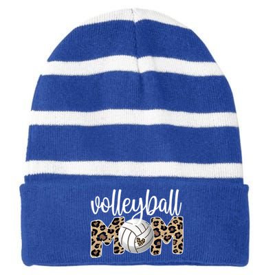 Volleyball Mom Proud Mother Of A Volleyball Player Mom Funny Gift Striped Beanie with Solid Band