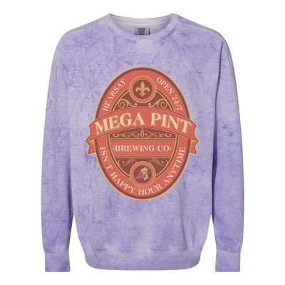 Vintage Mega Pint Hearsay Open 24 7 Brewing Co Alcohol Label Colorblast Crewneck Sweatshirt